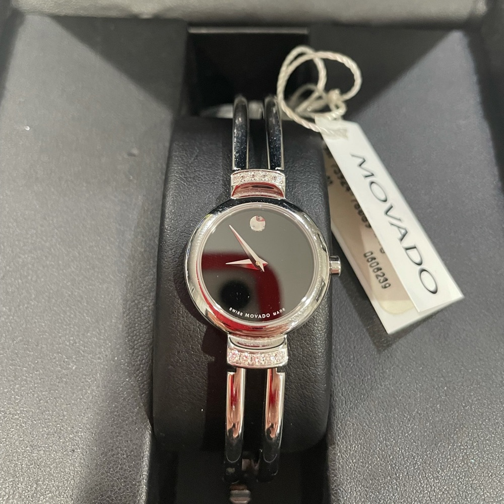 Movado Ladies Stainless Steel Watch with Diamonds.